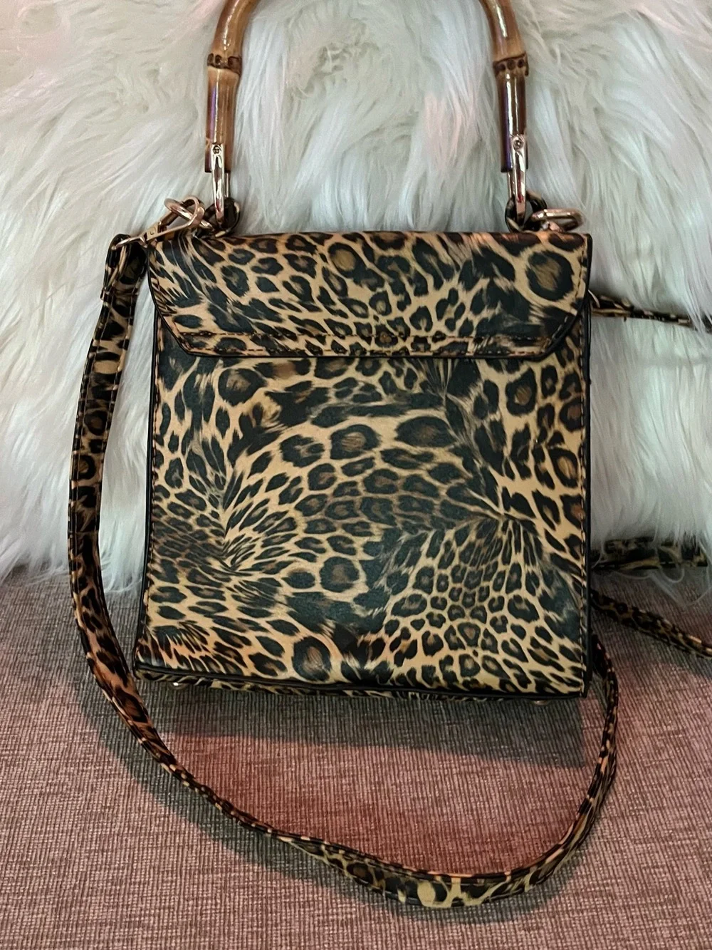 Small animal print shoulder bag, handbag detachable strap